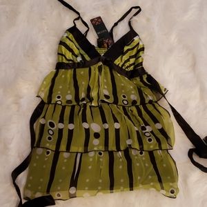 Kopa green ruffle top XS